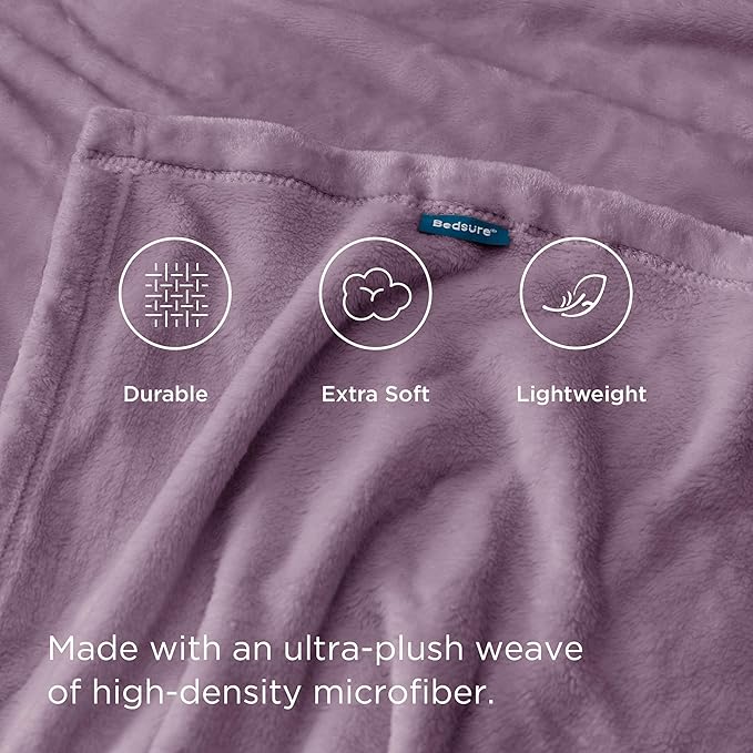 Bedsure Fleece Throw Blanket for Couch Fog Purple - Lightweight Plush Fuzzy Cozy Soft Blankets and Throws for Sofa, 50x60 inches