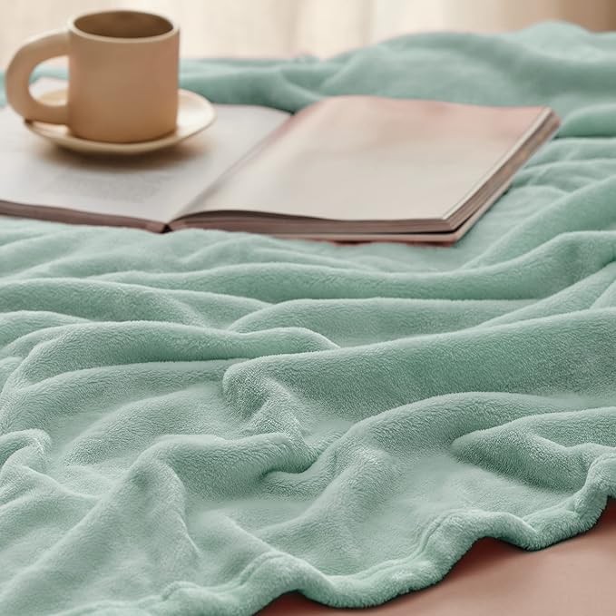 Bedsure Fleece Throw XL Blanket Sage Green - 300GSM Soft Lightweight Plush Cozy Blankets for Bed, Sofa, Couch, Travel, Camping, 50x70 inches