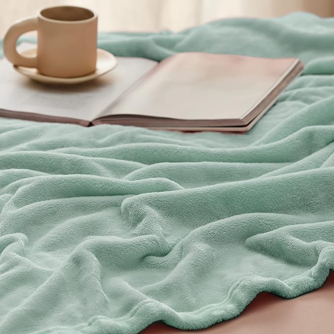 Bedsure Twin XL Fleece Blanket Dorm Bedding - Lightweight Soft Cozy Blankets for Bed, Sofa, Couch, Travel, Camping, Sage Green, 66"x90"