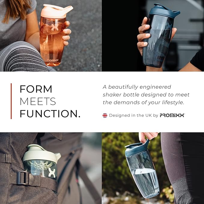 Promixx PURSUIT Protein Shaker Bottle – Premium Sports Shaker Bottles for Protein Mixes and Supplement Shakes – Easy Clean, Durable Protein Shaker Cup, Ceramic White