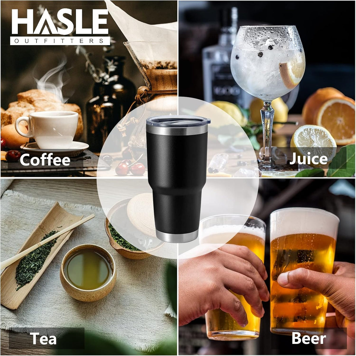 HASLE OUTFITTERS 30oz Stainless Steel Tumbler, Double Wall Vacuum Insulated Travel Mug Tumbler, Durable Insulated Coffee Mug, Gift Box Set (Black, 1)