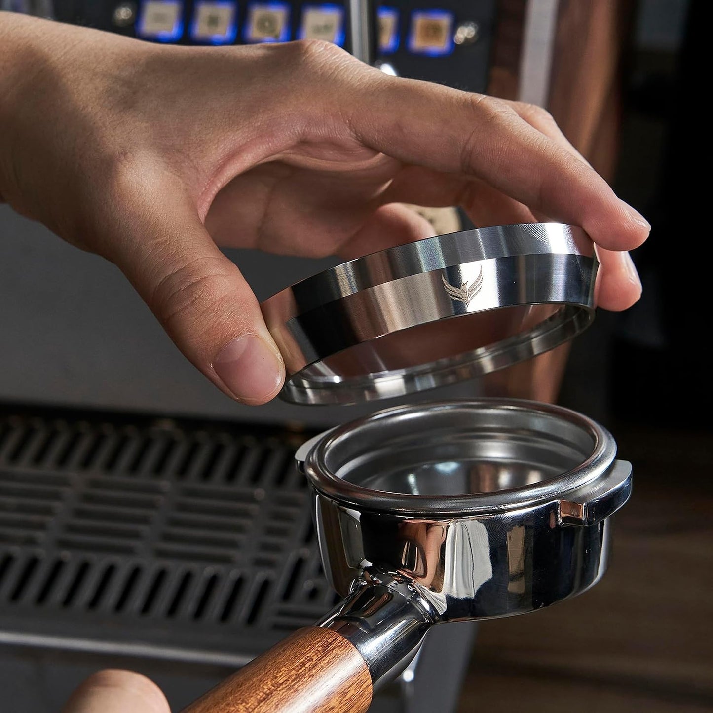 54mm Espresso Dosing Funnel and Puck Screen Set Magnetic Coffee Dosing Ring And Filter for Portafilters Compatible with 54 mm Breville Portafilter Basket Premium Espresso Machine Accessories
