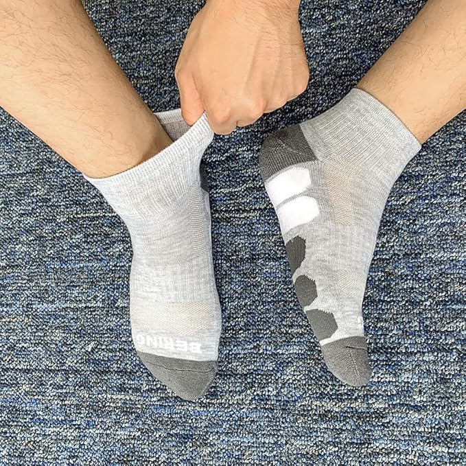 BERING Men's Ankle Socks Athletic Running Cushion Quarter (6 Pairs)