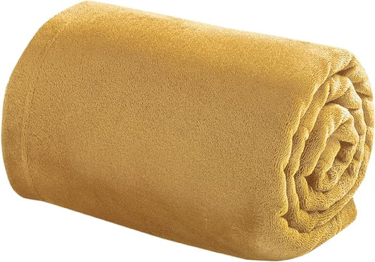 Bedsure Bedding Fleece Blanket for Girls and Boys - Soft Cozy Cute Small Throw Blankets for Travel, 43x55 Inches, Gold