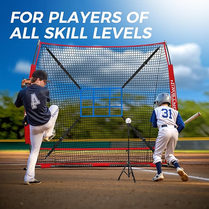 7x7 FT Baseball Net for Batting Pitching Hitting, with Strike Zone, Softball Net for Batting and Pitching, Baseball Practice Training Equipment for Kids Adult Youth