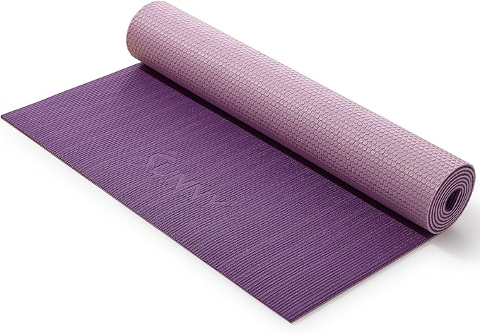 Sunny Health & Fitness Non-Slip Yoga Mat – Durable, Anti-Tear, Lightweight, Cushioned Support for Yoga, Pilates, Stretching Exercises, Meditation and Floor Workouts | Multiple Sizes & Colors