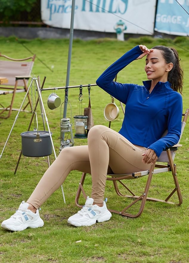 baleaf Women's Fleece Lined Leggings Waterproof Winter Hiking Pants Thermal Running Tights Zipper Pockets High Waisted