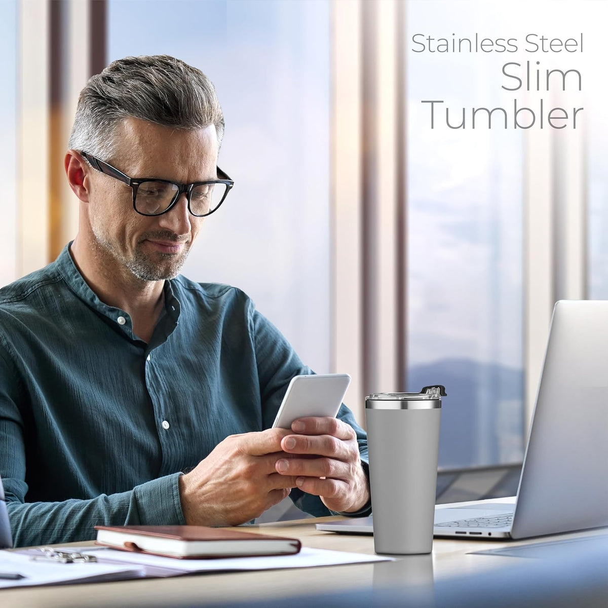 SIPX™ Triple-Insulated Tumblers - 16oz. Premium Modern Tumbler With Lid, insulated Cup Keeps Hot For 6 Hours, Stainless Steel Tumbler Made Of Sustainable Material, Coffee Travel Mug For Home & Office