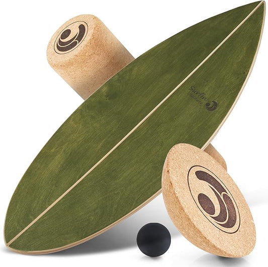 Board - unique board incl. corc roller, corc hemisphere and balance ball - surf balance board - balance training - balance board kids - balance board wood