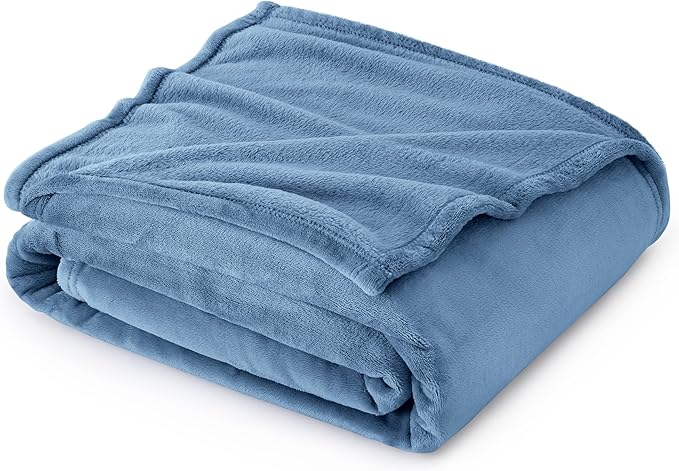 Bedsure Fleece Throw Blanket Washed Blue - 300GSM Blankets for Couch, Sofa, Bed, Soft Lightweight Plush Cozy Throws for Toddlers, 50x60 inches