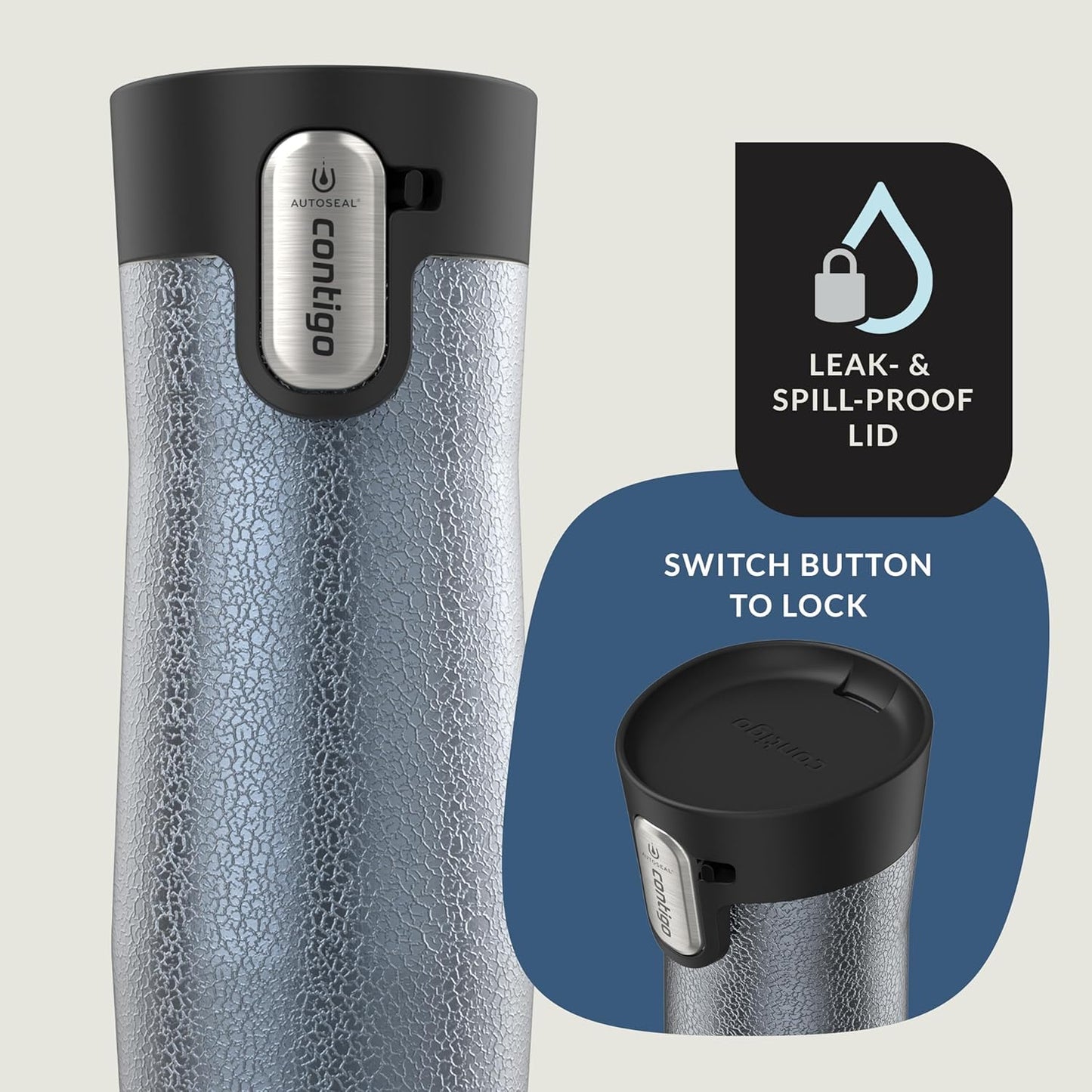 Contigo AUTOSEAL West Loop Vacuum-Insulated Stainless Steel Travel Mug with Easy-Clean Lid 24 oz Crystal Lakeside