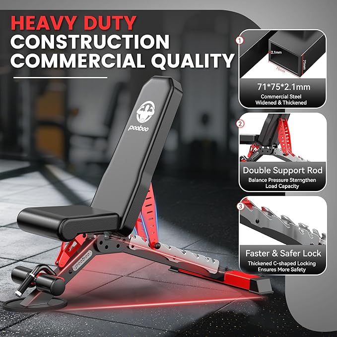 Pooboo Multi-Functional Machine Power Cage, 2000LB Squat Rack, LAT-Pull Down System, Dual Pulley Cable Crossover System, Home Gym Workout Machine with Strength Training Attachments