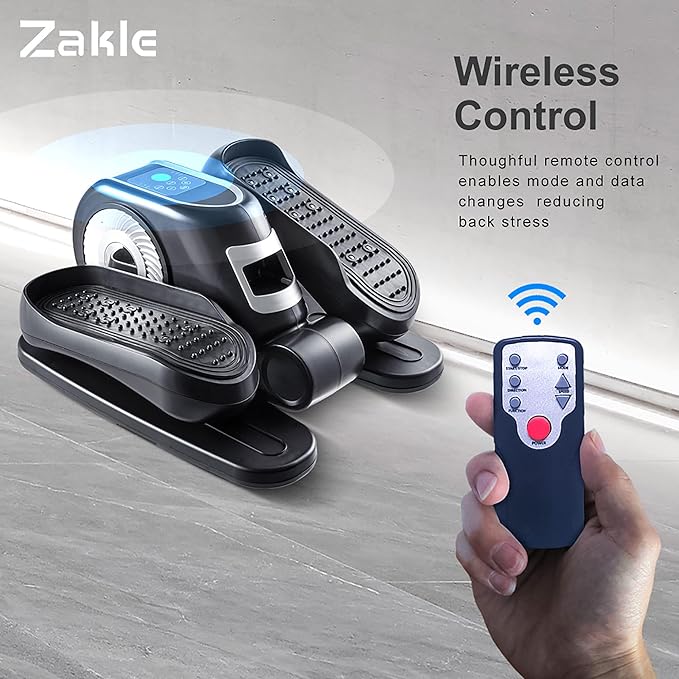 Zakle Ellipse Leg Exerciser as Seen on Tv for Seniors, Electric Under Desk Elliptical Machine w/Remote & 12 Speeds Level, Manual & Auto Mode, Quiet Seated Pedal Exerciser for Home Office