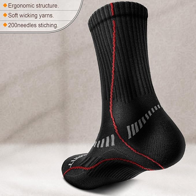 BULLIANT Compression Socks for Men 6Pairs, Athletic Crew Socks Cushioned For Men Sports Running-Arch Support