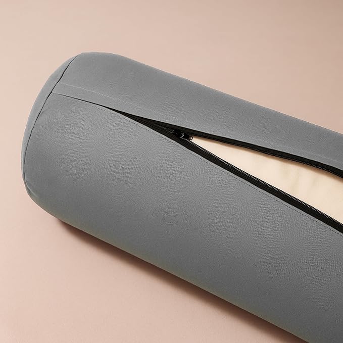 Yogikuti Iyengar Yoga Bolster for Restorative Yoga and Meditation – Lightweight Cotton Support Pillow with Handle for Easy Carry, Versatile for Pose Modification, Balance, Back Relief, and Relaxation