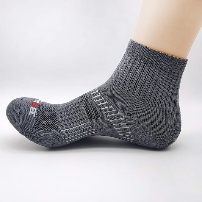 BERING Men's Athletic Ankle Socks Cushioned Quarter Running (6 Pairs)