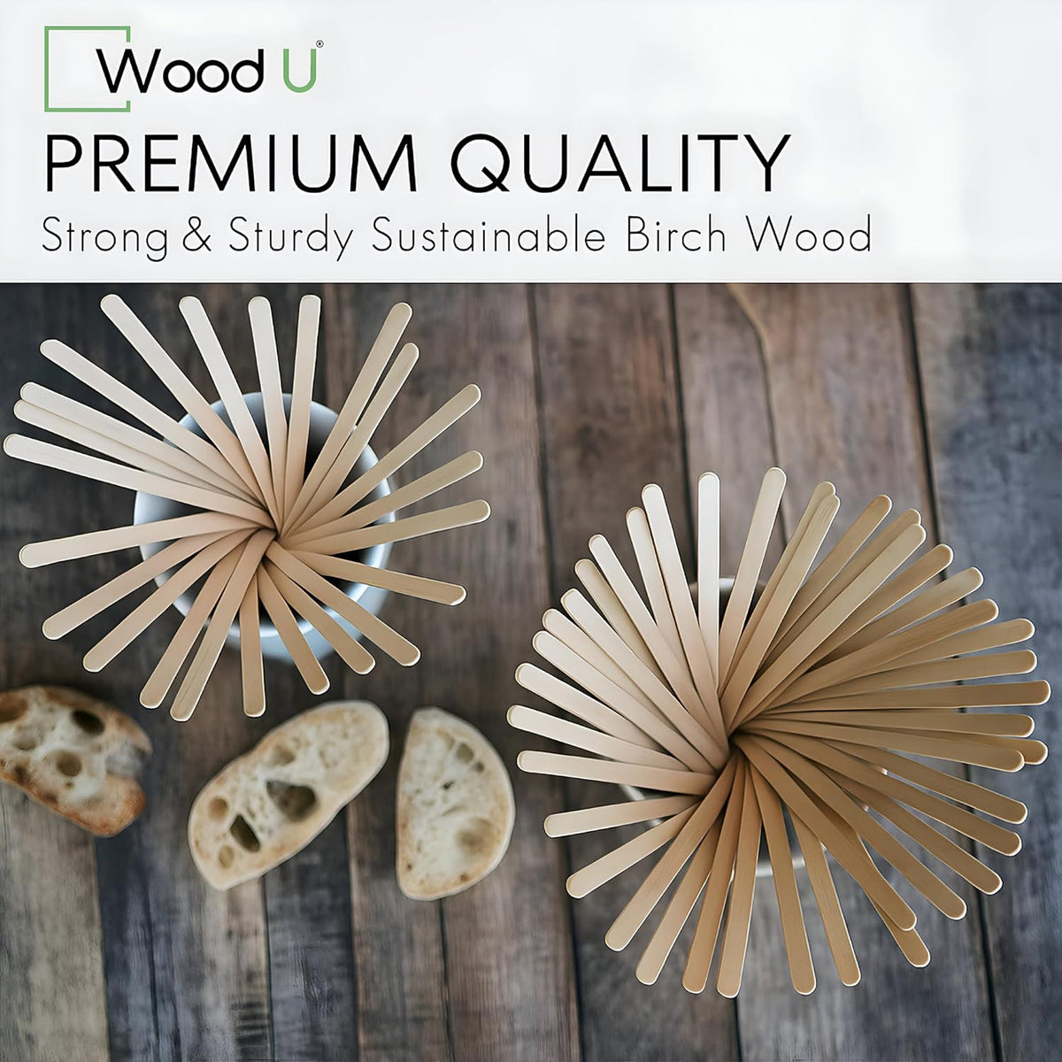 Premium 7" Wooden Coffee Stir Sticks - Eco Friendly Square-End Coffee Stirrers Sticks 1000-Pack