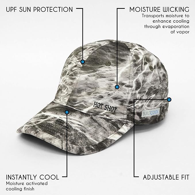 BUILTCOOL Adult Cooling Baseball Hat ??Men & Women Moisture Wicking, Mesh Back, Lightweight, Performance Ball Cap
