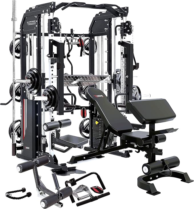 MiM USA Hercules EX, Commercial All in One Gym Machine w/400 lb Weight Stack, Adj Bench, Jammer Arms, Leg Press, Leg Extension, Arm Curl, LAT Seat & Complete Attachment