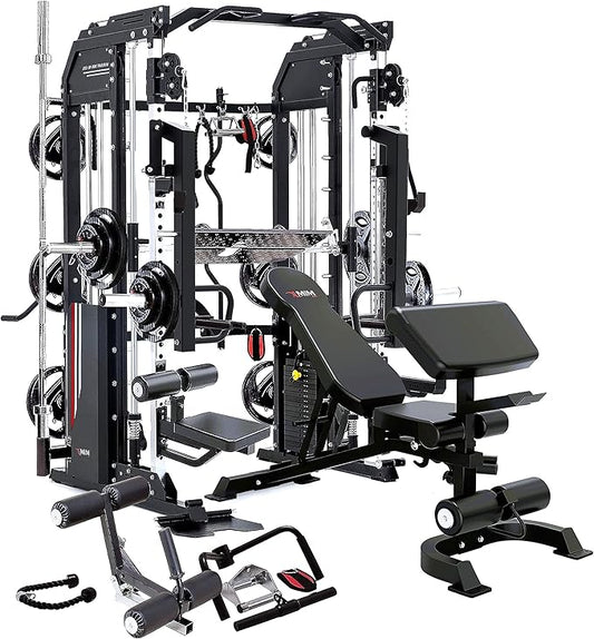 MiM USA Hercules EX, Commercial All in One Gym Machine w/400 lb Weight Stack, Adj Bench, Jammer Arms, Leg Press, Leg Extension, Arm Curl, LAT Seat & Complete Attachment