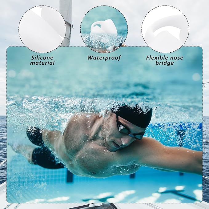 2 Pack Nose Plugs for Swimming for Adults and Kids (Age 7-12), Waterproof Soft Silicone Swimming Protectors Nose Block Nostril Plugs for Swimmers Surfers Water Sports