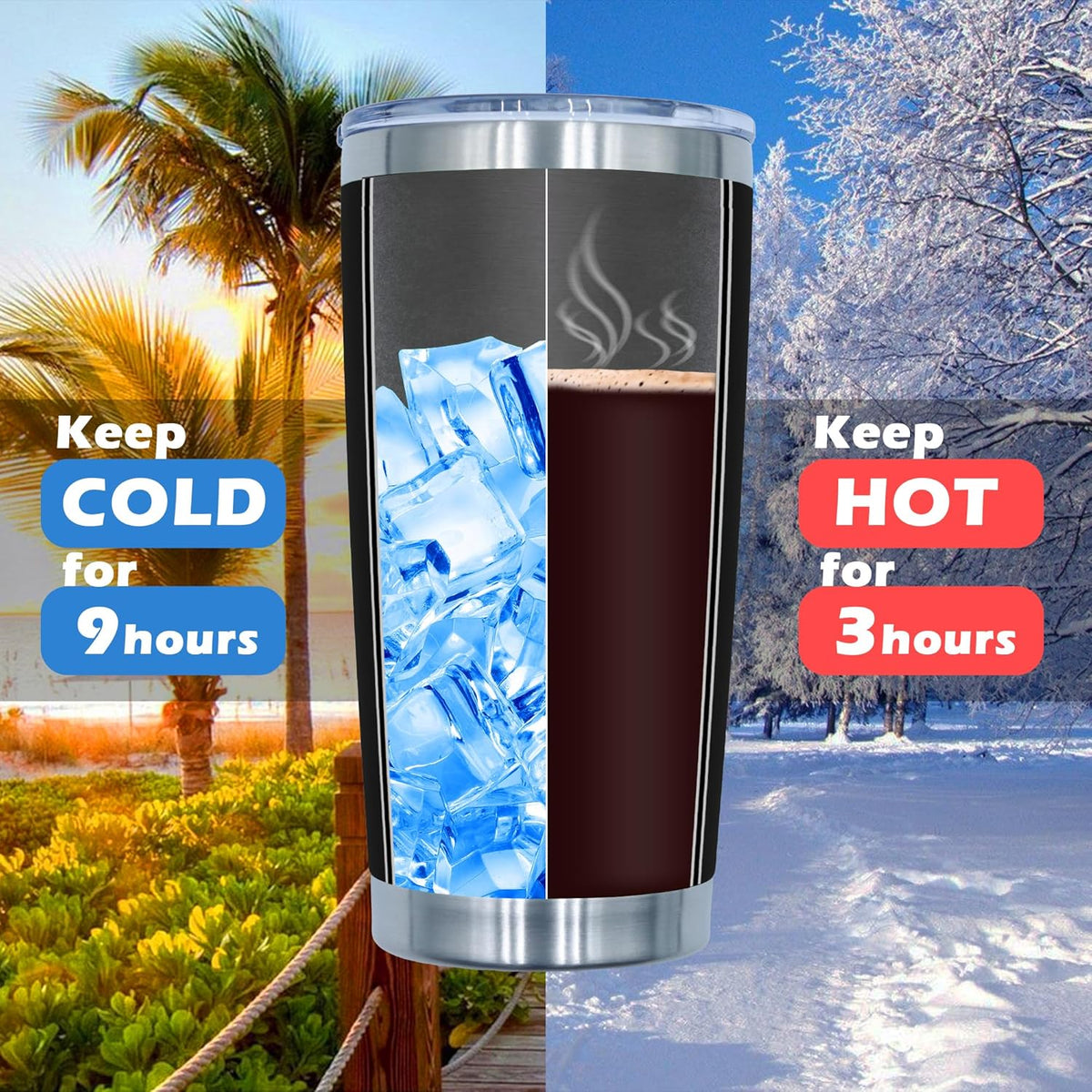 20oz Tumbler Bulk Stainless Steel Tumblers with Lid Vacuum Insulated Double Wall Travel Coffee Mug Powder Coated Tumbler Cup for Hot and Cold Drinks(Black, 6 pack)