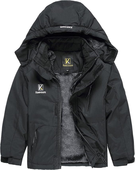 Keevoom Boys Winter Coat Ski Jacket Windproof Kids Snowboard Warm Fleece Snow Coat Waterproof Outdoor Hooded Ski Coats