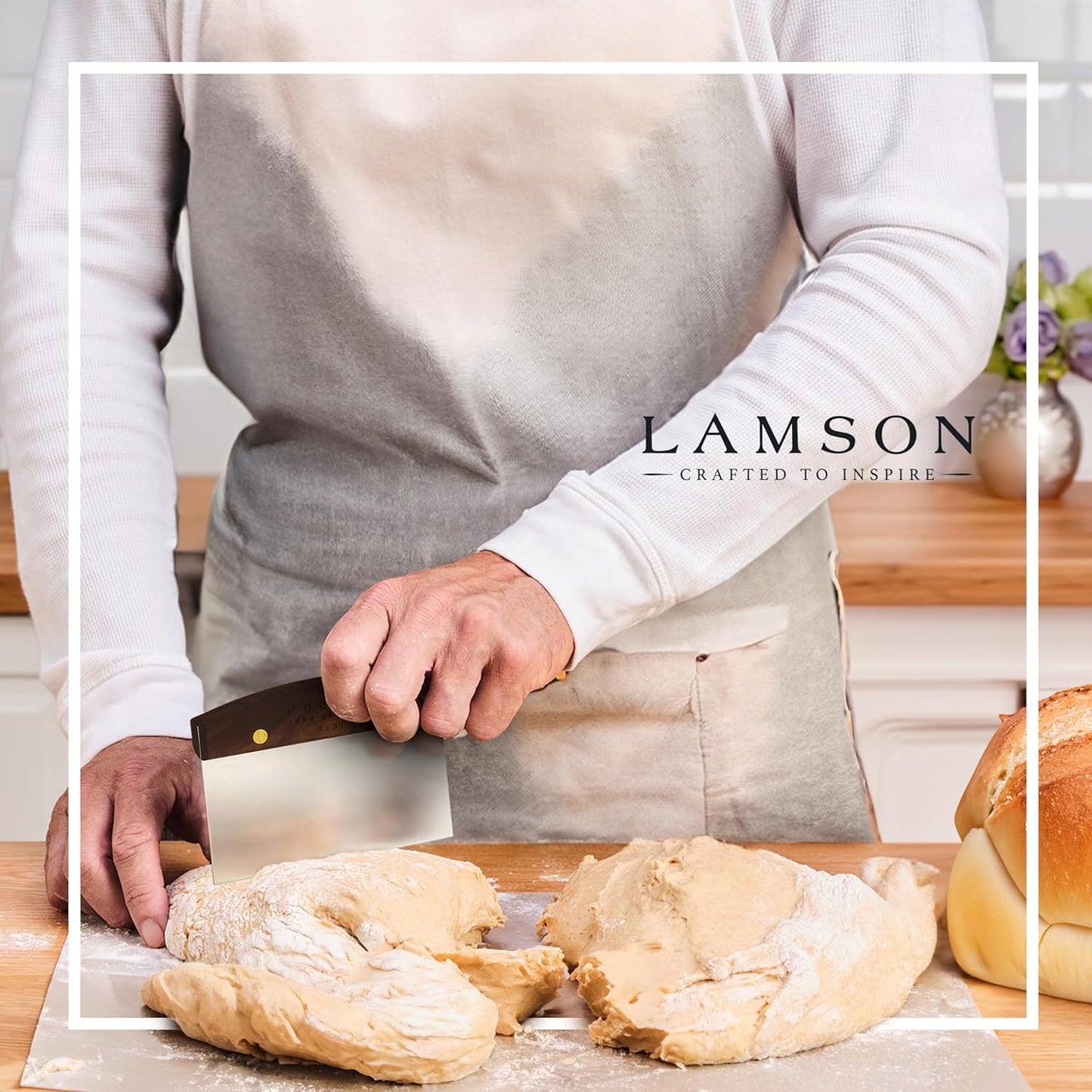 Lamson 3" x 6" Dough (Bench) Scraper with Walnut Handle