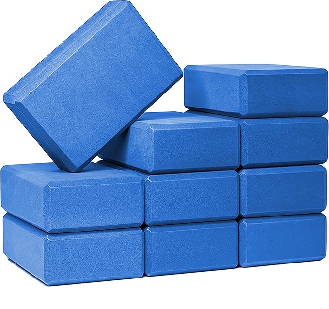 Sunshine Yoga 3" Yoga Block, 10 Pack Bulk EVA Foam Yoga Blocks, Firm and Supportive Yoga Brick, Balance Foam for Stretching, Pilates, and Workout, 3" x 6" x 9"