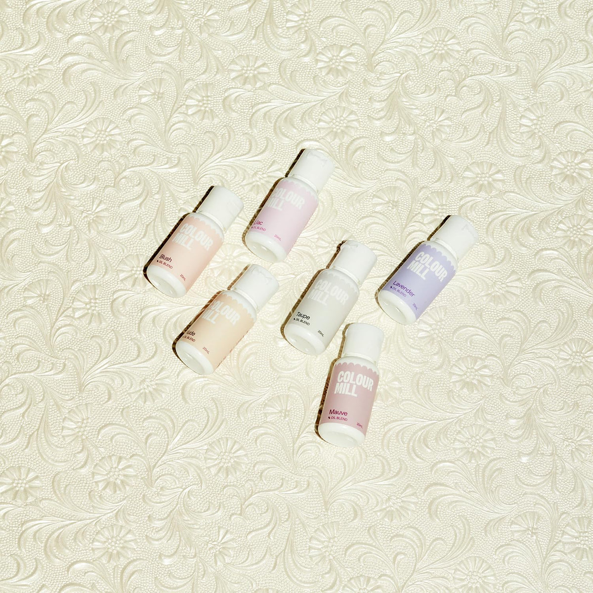 Colour Mill Bridal-Pack Oil-Based Food Coloring, 20 Milliliters Each of 6 Colors: Blush, Lavender, Lilac, Mauve, Nude and Taupe 4.08 Fl Oz 120 milliliters