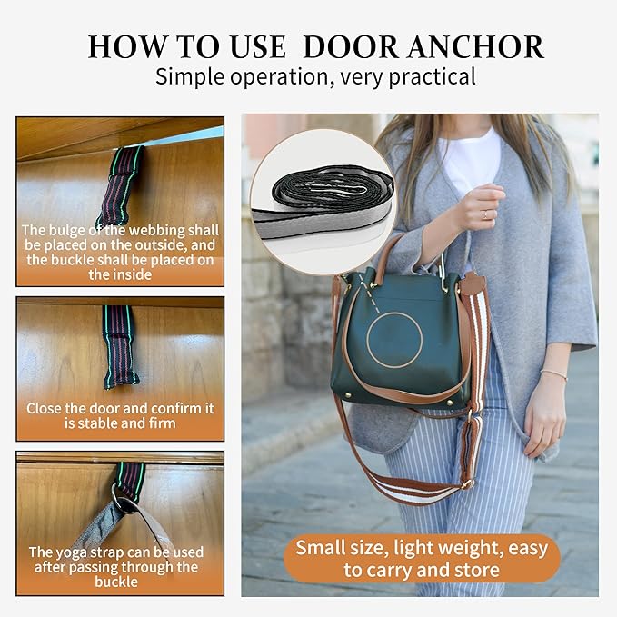 Stretching Strap Yoga Strap, 10 Loops Non-Elastic Stretch Bands Helps Women and Men Improve Flexibility for Home Workout, Physical Therapy, Pilates, Exercise, Dance, Comes with Door Anchor