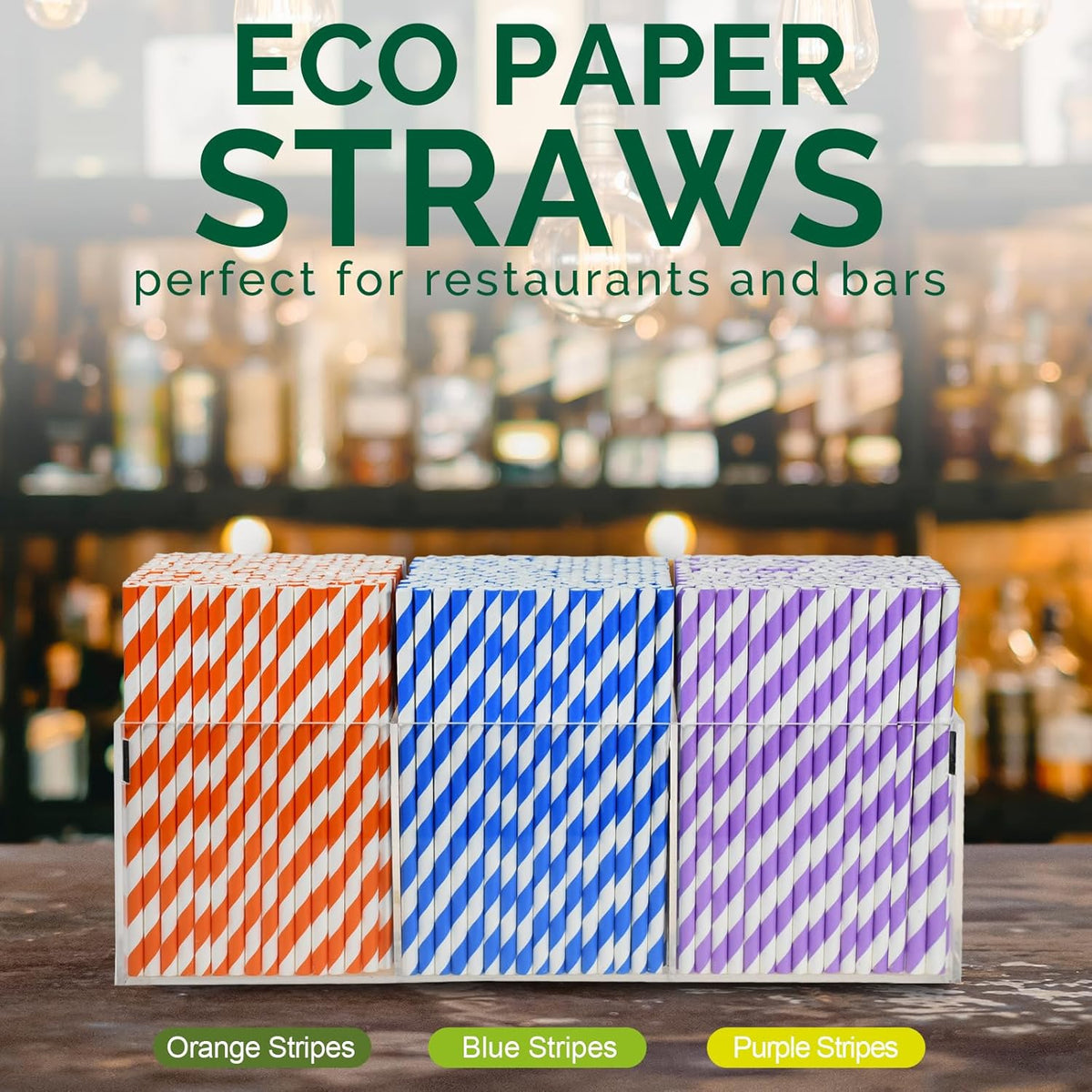 5.75 inch Orange Paper Cocktail Straws, Short Disposable Drinking Straws 500 Counts, Unwrapped - Compostable