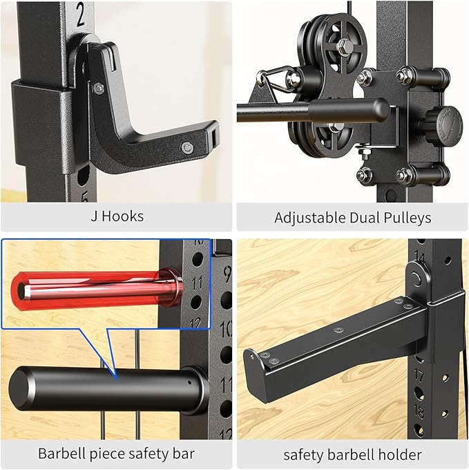 Power Rack Power Cages Multi-Function Squat Rack with Cable Crossover System Selectable More Training Attachment Weight Cage for Garage Home Gym