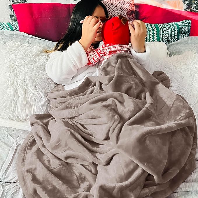 Bedsure Fleece Bed Blankets Queen Size Mocha Brown - Soft Lightweight Plush Fuzzy Cozy Luxury Blanket Microfiber, 90x90 inches