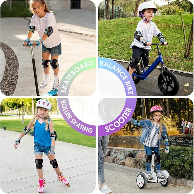 BOSONER Kids/Youth Knee Pad Elbow Pads Guards Protective Gear Set for Roller Skates Cycling BMX Bike Skateboard Inline Skatings Scooter Riding Sports