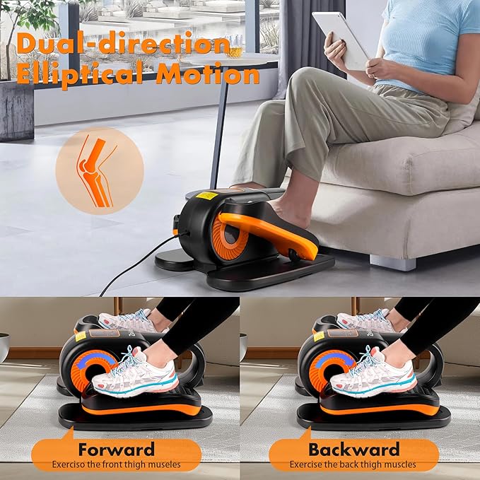 Zakle Under Desk Elliptical Machine, Ellipse Leg Exerciser as Seen on Tv for Seniors w/Remote & 12 Speeds Level, Manual & Auto Mode, Quiet Electric Seated Pedal Exerciser for Home Office
