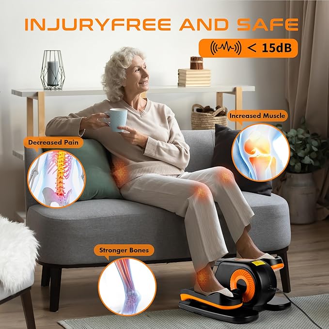 Zakle Under Desk Elliptical Machine, Ellipse Leg Exerciser as Seen on Tv for Seniors w/Remote & 12 Speeds Level, Manual & Auto Mode, Quiet Electric Seated Pedal Exerciser for Home Office