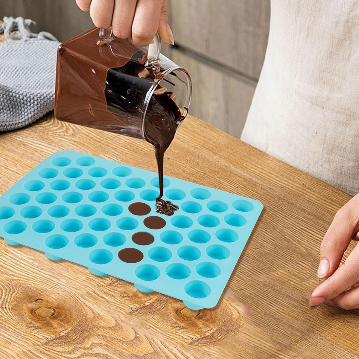 3 Pcs Round Chocolate Silicone Molds for Candy, Gummy, Caramels, Ganache, Ice Cubes, 55 Cavity Per Piece