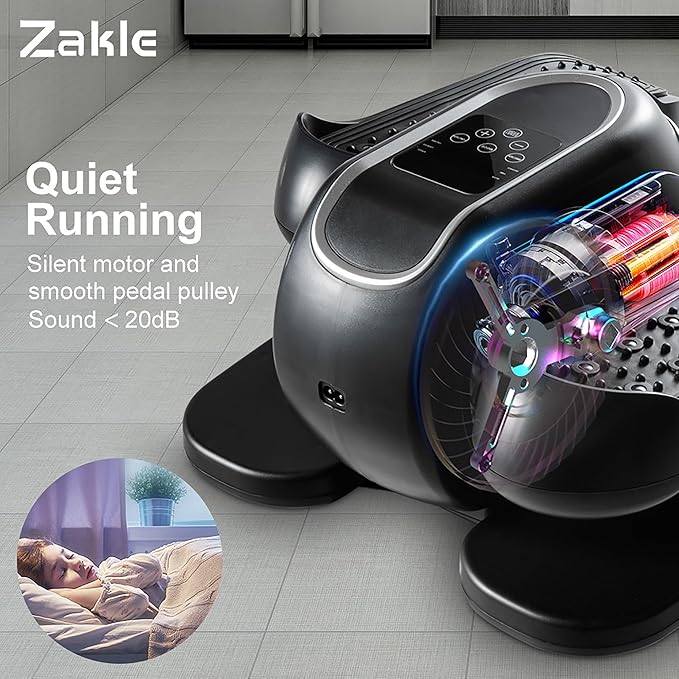 Zakle Ellipse Leg Exerciser as Seen on Tv for Seniors, Electric Under Desk Elliptical Machine w/Remote & 12 Speeds Level, Manual & Auto Mode, Quiet Seated Pedal Exerciser for Home Office