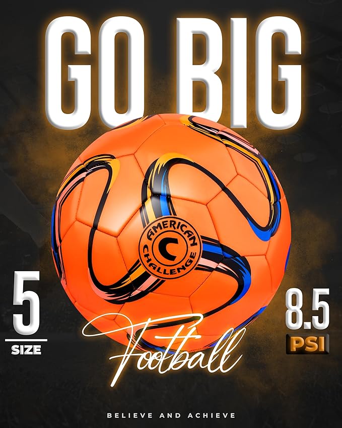 American Challenge Brasilia Soccer Ball – Soccer Ball Size 5, 4, 3 & 2 – for Youth & Adults – Ideal for Practice, Training & Grass Fields