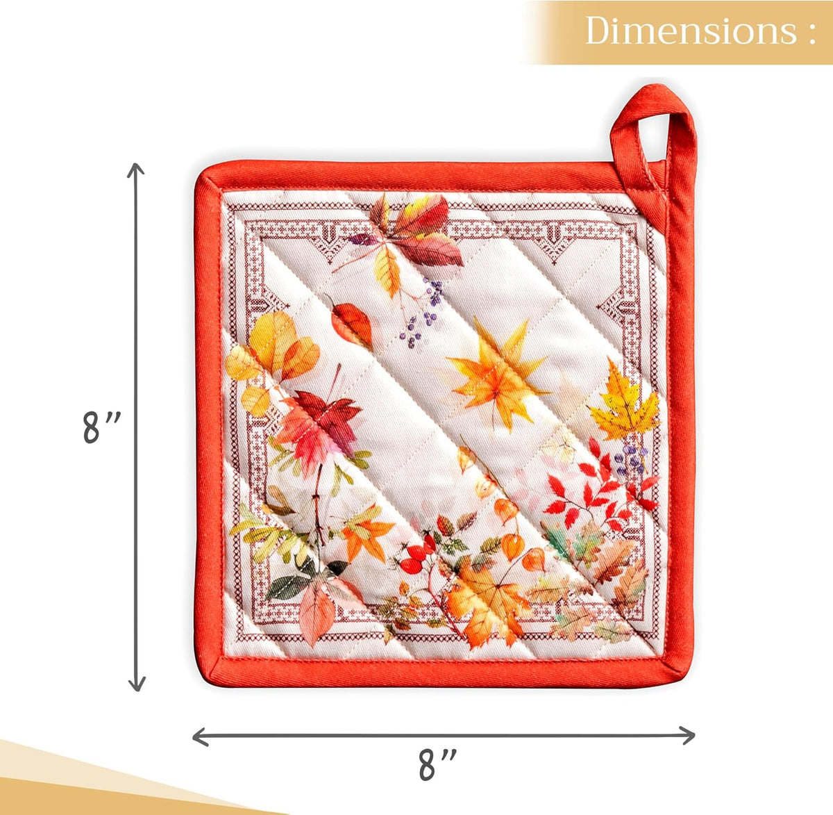 Maison d' Hermine Pot Holders 100% Cotton Heat Resistant Potholders 8" x 8" Hot Pads with Loop BBQ, Cooking, Baking, Grilling, Kitchen, Handling Hot Pans (Pack of 1, Amarante)