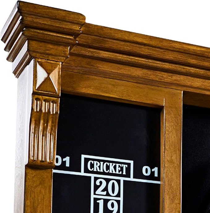 Barrington Dartboard Multiple Styles Pre-Assembled Wood Dartboard Cabinet Collection with 18” Bristle Dartboard & Steel Tip Dart Set, Perfect for Cricket Games