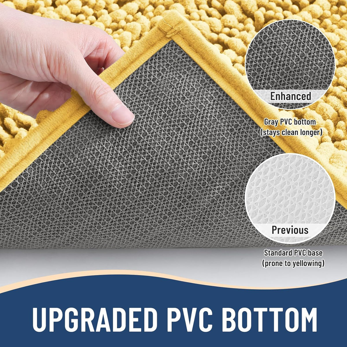 Arotive Luxury Chenille Bathroom Rug Mat, Extra Soft Thick Absorbent Shaggy Bath Rugs, Non-Slip Machine Wash Dry, Plush Bath Mats for Bathroom, Shower and Tub, 40x24, Yellow