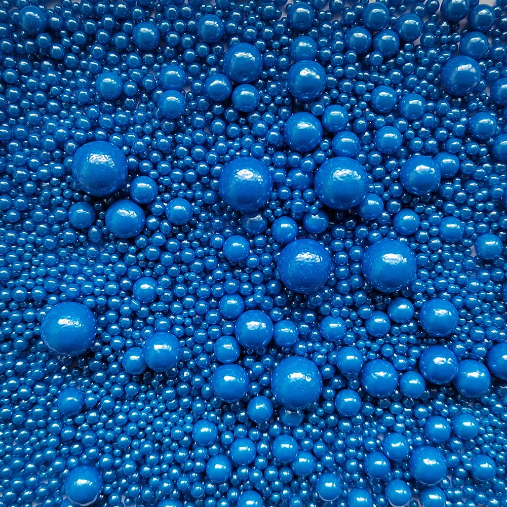Edible Royal Blue Sugar Pearls Candy Sprinkles 120G/ 4.23Ounce Baking Cake Sprinkles Cupcake and Cake Topper Cookie Decorations Wedding Party Valentines Halloween Christmas Supplies