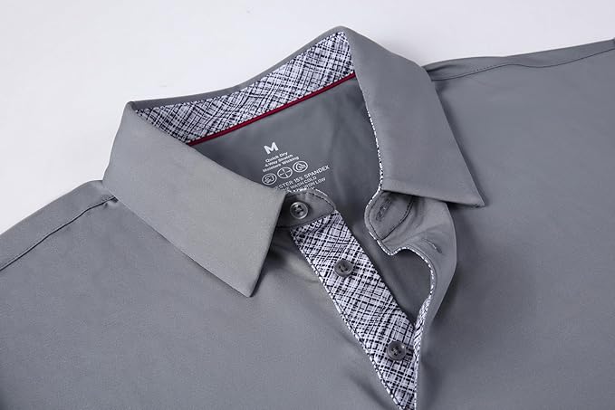 Alex Vando Mens Golf Shirt Moisture Wicking Quick-Dry Solid Short Sleeve Polo Shirts for Men