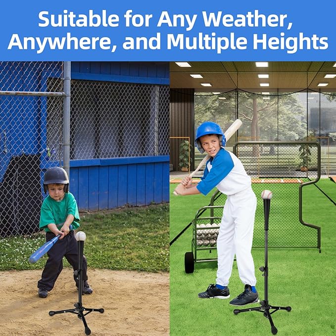 Baseball Tee For Kids, Easy Adjustable Batting Tee From 20.85 to 31.30 Inches. Foldable and Stable Baseball Tees for Hitting with Portable Bag. Softball Tee for Children Aged 3-10 Baseball Training.
