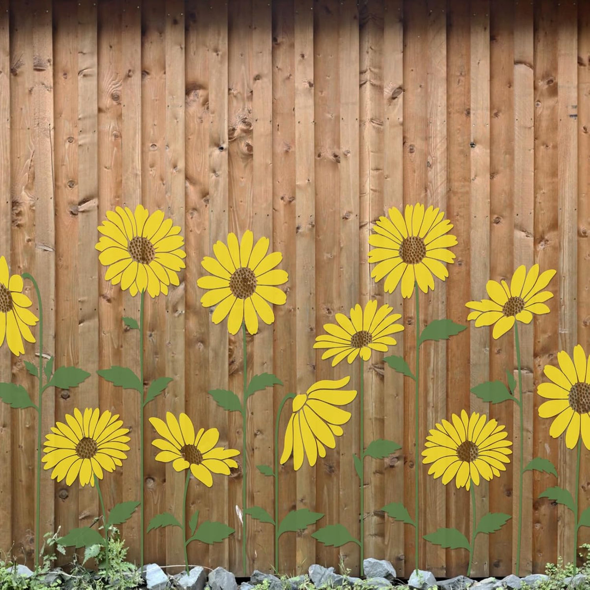 15PCS Large Flower Stencils for Wood Fence 12 x 12 Inch Sunflower Stencil with Brushes Reusable Floral Wall Stencil Sunflower Stencils for Painting on Walls Furniture Garden Fabrics