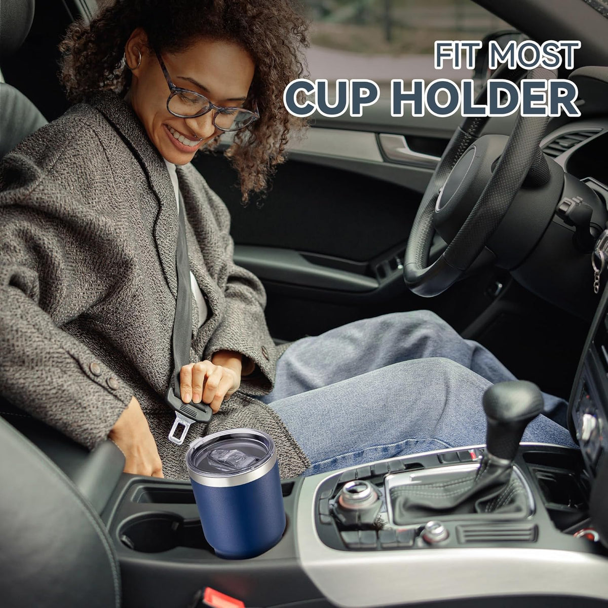 30 oz Tumbler with Lid Stainless Steel Tumblers Bulk Vacuum Insulated Cup Reusable Powder Coated Travel Mug Double Wall Leak Proof Cups Keep Cold Drinks for 12 Hours Navy, Set of 4