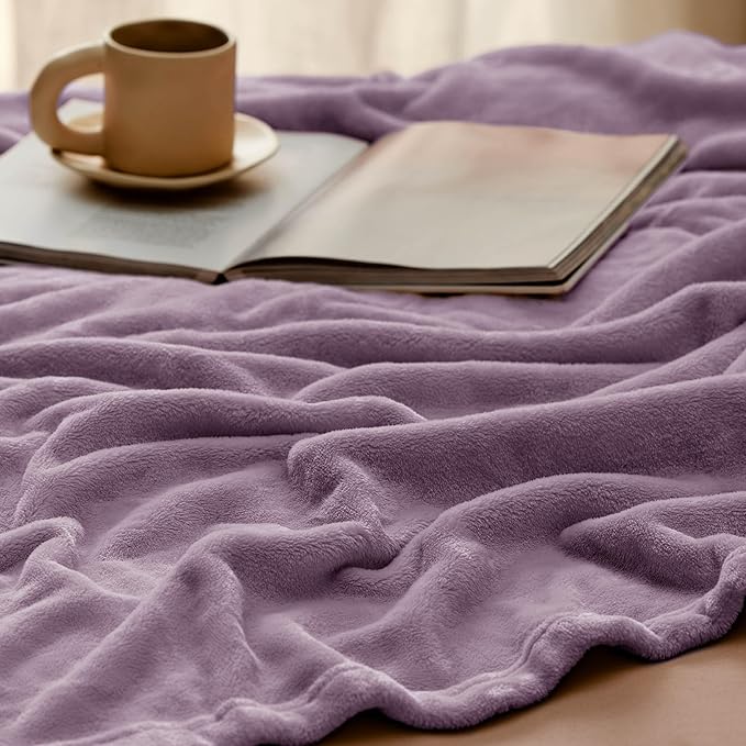 Bedsure Fleece King Size Blankets for Bed Fog Purple - Soft Lightweight Plush Cozy Fuzzy Luxury Microfiber, 108x90 inches