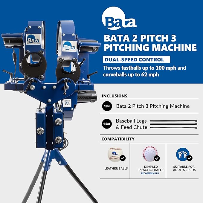BATA Baseball Wheel Pitching Machine, Youth and Adult Automatic Pitch Machine for Baseballs, Practice Training Equipment